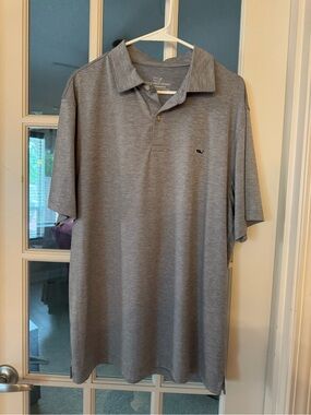Vineyard Vines Light Gray Striped Performance Polo